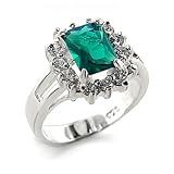 Jewelry - Rosette Emerald CZ Sterling Silver Ring SZ 8