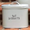 Cream Enamel Metal Dry Cat Food Storage