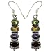 Multi Gemstone Dangle Earrings Sterlng Silver Jewelry 1.5 inches