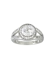 Sterling Silver Round Cubic Zirconia with Split Shank Ring