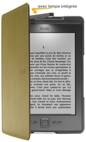 Étui en cuir avec lampe intégrée Amazon pour Kindle - Vert olive (est compatible avec Kindle uniquement)
