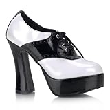 DOLLY 5 Inch Sexy High Heel Saddle Shoe Chunky Heel Lace-Up Platform Black / White Pleaser