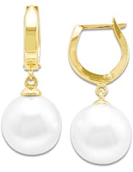 South Sea White Pearl Earrings in 14K Yellow Gold (11-12mm)