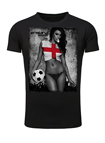 Legendary Items Herren T-Shirt EM 2016 Sexy Girl Frau Fußball Europameisterschaft Vintage England schwarz M
