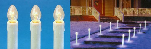 Set of 10 Pre-Lit C7 Candle Christmas Pathway Markers - Clear Lights