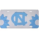 North Carolina Tar Heels Flower Power Silver Mirror License Plate