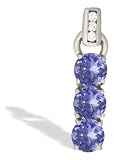 14K White Gold Genuine Round Tanzanite and Diamond Pendant