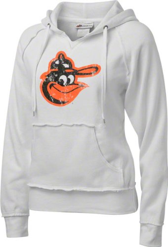 Baltimore Orioles Women's Cooperstown White Brushed Fleece Hooded Pullover Sweatshirt