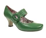 Hush Puppies Womens Ladies Green Leather Mid Heel Gathered Court Shoes