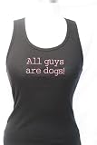 Black Embroidered Beater Style Tank Top All Guys Are Dogs