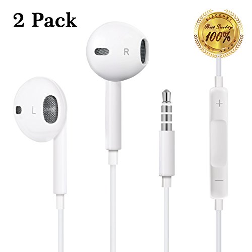 Winage Earphones/EarPods/Headphones with Stereo Noise Cancelling Earbuds Compatible with iPhone(2Pack, White)