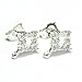 2 pcs .925 Sterling Silver Square Stud Cz Loop Post Dangle Earring Connector w/Clutches/Ear Nut/Findings/Bright