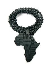 Jewelry: African Tribal Pattern Africa Wood Pendant 36" Wooden Bead Chain Necklace in Black WX62BK - NYfashion101
