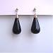 Genuine Jet Tear Drop Earrings with 14k Gold Ball Posts