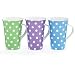 Ocean Breeze Polka Dot Mugs Set of 3 Blue Green & Lav