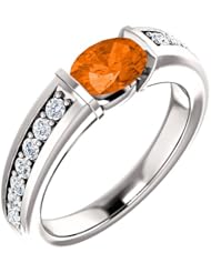 14K White Gold 7.00x5.00mm Oval Cut Madeira Citrine and Diamond Ring -- LIFETIME WARRANTY