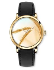 SPRAWL Aanalog Fashion Series Gold Ladies Watches of Genuine Black Leather Strap,Unique Wrist Watch for Women Girls Designed with wheat