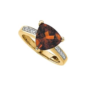 Buy 14K Yellow Gold 0.08 ct. Diamond and 3 ct. Trillion Cut Madeira Citrine Ring by Katarina Jewelry
