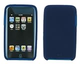 2nd Generation Ultra Thick 1mm Premium Silicone Skin Case Cover with Screen Protector for iPod Touch 8gb 16gb 32gb MP3 Player + Bonus Young Micro Shoe Silicone Skin Pouch compatible with Nike+ Sensor - 6 Color Options, 2nd Gen Dark Blue