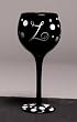 Winogram - Monogram Black Polka Dot Wine Glass - Z