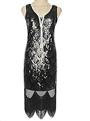 V-neck Paisley Polyester Cocktail Lace Vintage Glittering Sequined Evening Dress/Party Dress/Wedding Dress/Midi Dress 