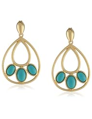 18k Yellow Gold Plated Sterling Silver Reconstituted Turquoise Matte Finish Teardrop Earrings