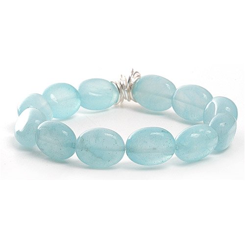 Sterling Silver And Dyed Ocean Aventurine Stretch Bracelet