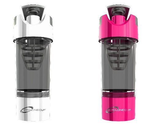 Cyclone Cup Shaker Bottle 20oz - Set of 2 - White and Pink by Cyclone Cup
