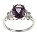 10k White Gold Oval Amethyst and Diamond Ring title=