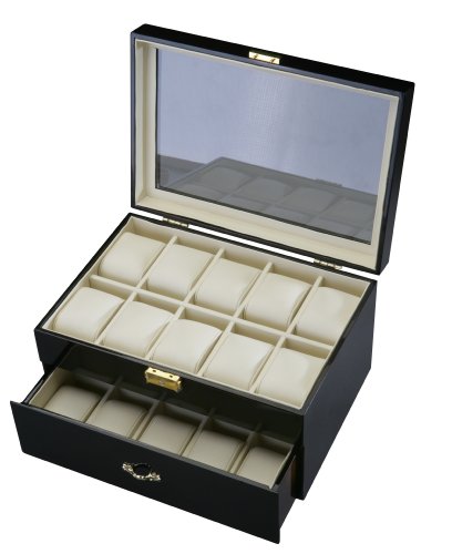 41C7xLpl65L Diplomat Black Wood Twenty Watch Storage Chest with