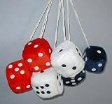 Big Furry Fluffy Jumbo Black Car Dice With White Spots