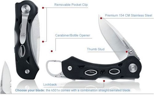 Leatherman Knives k501x, Nylon Handle, Combo Edge, Nylon sheath