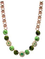 Mariana Spirit of Design 24k Rose Gold Plated "Angelica" Collection Elaborate Choker Necklace in Olive and Peridot Swarovski Crystals