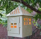 house shaped metal lantern - suitable for use inside or in garden