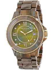 Isaac Mizrahi Womens IMN38C Camo Ceramic Gold Tone Trim Bezel Camo Ceramic Bracelet Watch