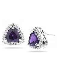 0.34 Cts Diamond & 2.26 Cts Amethyst Earrings in 14K White Gold