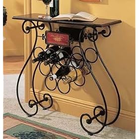 Metal WINE RACK Bar console iron wood accent side TABLE home decor by Treasurecombers