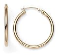 14k Yellow Gold Round Hoop Earrings
