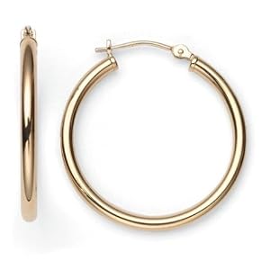 14k Yellow Gold 2mm x 1 Round Hoop Earrings by