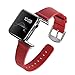 Apple Watch Band, J&D 38mm Genuine Leather Strap Wrist Band Replacement w/ Metal Clasp Adapter for Apple Watch All Models 38mm (Normal Size - Leather Red)
