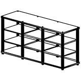 SALAMANDER DESIGNS SL30 C/A SYNERGY TRIPLE30 SERIES 4-SHELF TV AND AUDIO/VIDEO STAND W/ CHERRY WOOD BASE AND TOP, BLACK SHELVES AND SATIN ALUMINUM TUBES