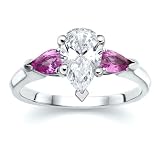1.50 CT PEAR DIAMOND W PEAR PINK SAPPHIRE RING 18K