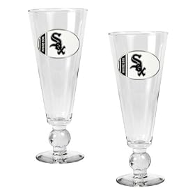 Chicago White Sox MLB 2pc Pilsner Glass Set with Baseball on stem - Oval Logo by