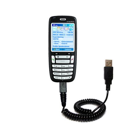 Coiled USB Cable for the Orange SPV C500 C500s with Power Hot Sync and Charge capabilities - uses Gomadic TipExchange Technology