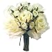 Off White Ivory Artificial Silk Roses Nosegay Bouquet