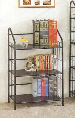 Kitchen: Modern and Contemporary Style Black Metal Three Tier Bookcase
