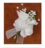 White Silk Rose and Calla Lily Corsage or Boutonniere - Package of 6