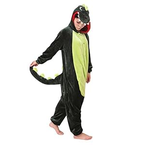KSJK Unisex Adult Super Cute Animal Green Dinosaur Cosplay Costume Onepiece Dress