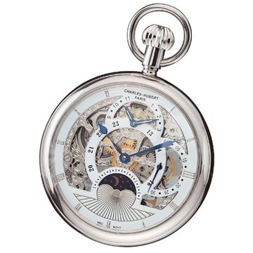 Charles Hubert 3816-W Dual Time Mechanical Pocket Watch