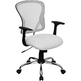 Flash Furniture Mid-Back White Mesh Office Chair with Chrome Finished Base